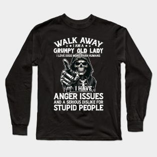 Skull I Am A Grumpy Old Lady I Love Dogs More Than Humans Long Sleeve T-Shirt